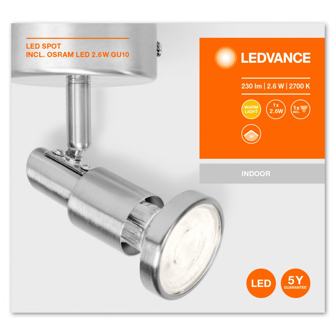 Spot LED Ledvance, GU10, 2.6W, 230 lm, lumina calda (2700K),