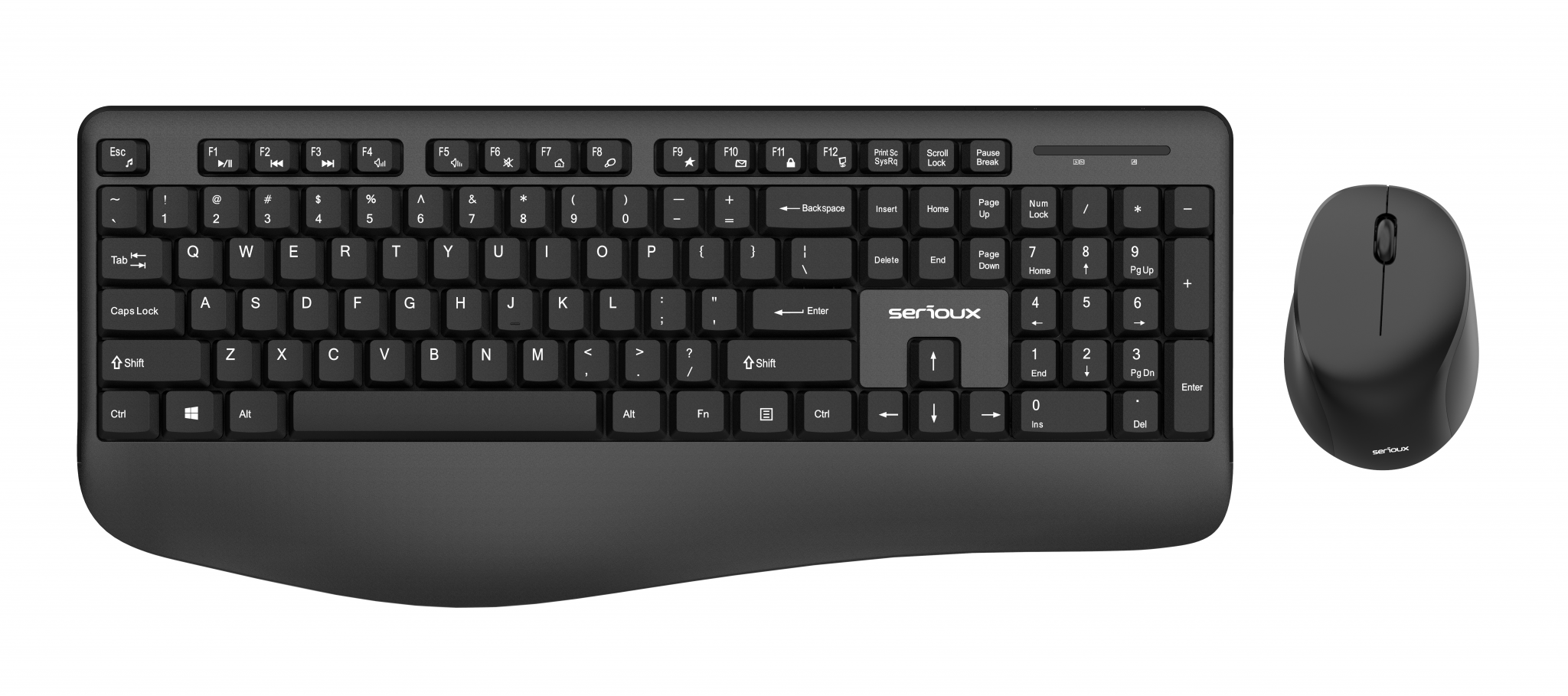 Kit tastatura + mouse Serioux NK9810WR, wireless 2.4GHz, US layout,