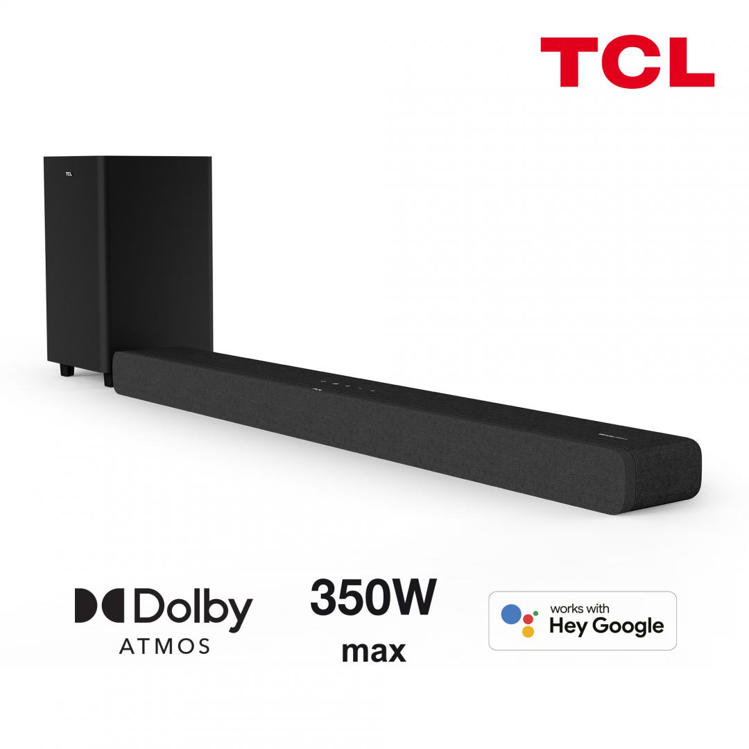 Soundbar TCL TS8132, 3.1.2, 350W, Bluetooth, Dolby Atmos, Subwoofer Wireless,