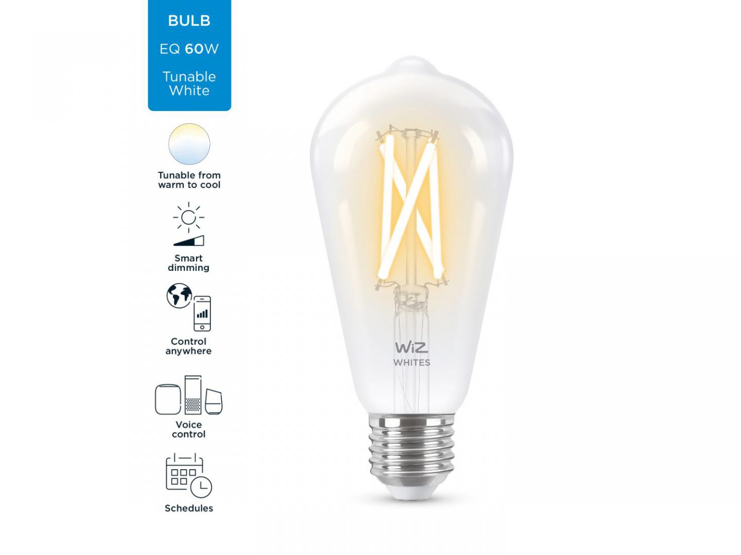 Bec LED inteligent WiZ Connected Filament ClearST64, Wi-Fi, E27, 6.7W
