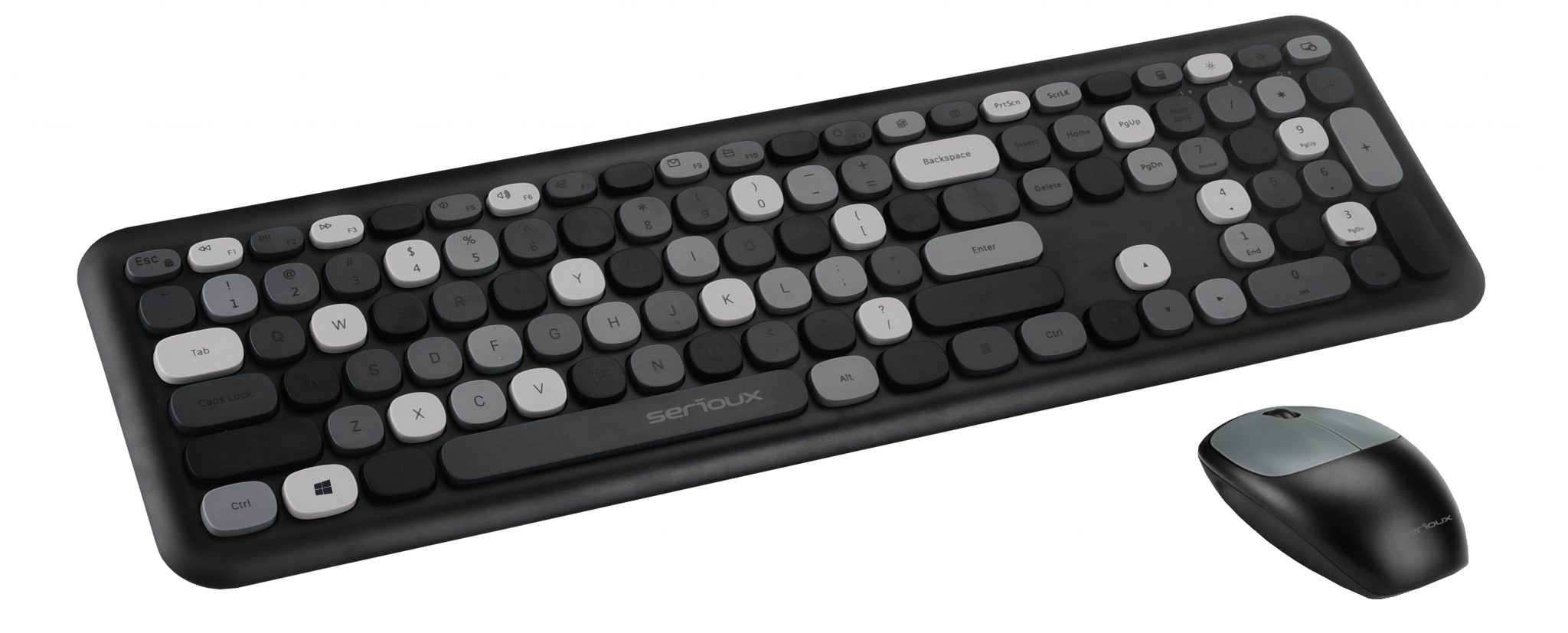 Kit tastatura + mouse Serioux Colourful 9920BK, wireless 2.4GHz, US