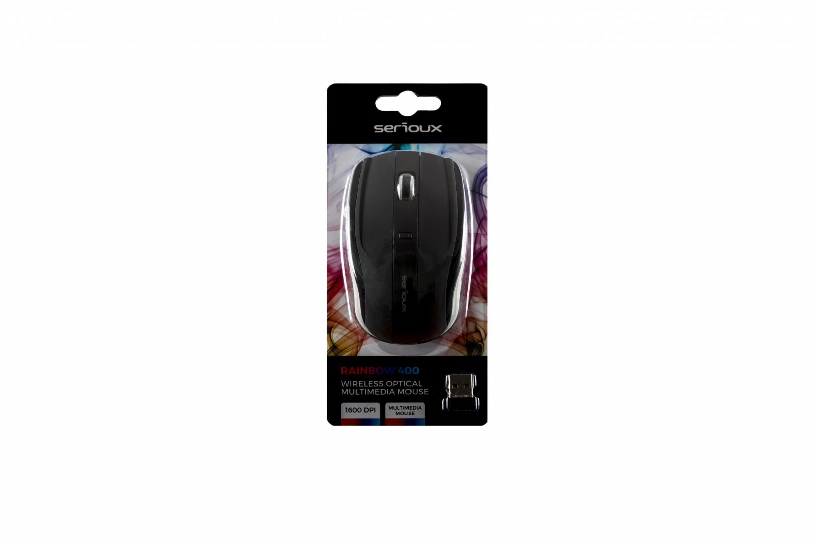 Mouse Serioux, Rainbow 400, fara fir, USB, senzor optic, distanta