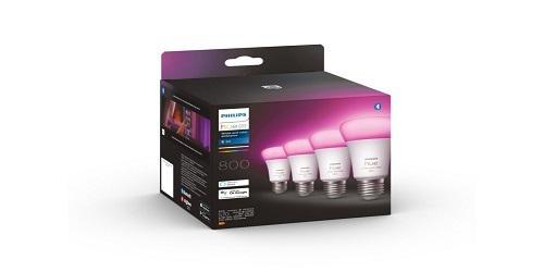 4 Becuri LED RGB inteligente Philips Hue A60, Bluetooth, E27,