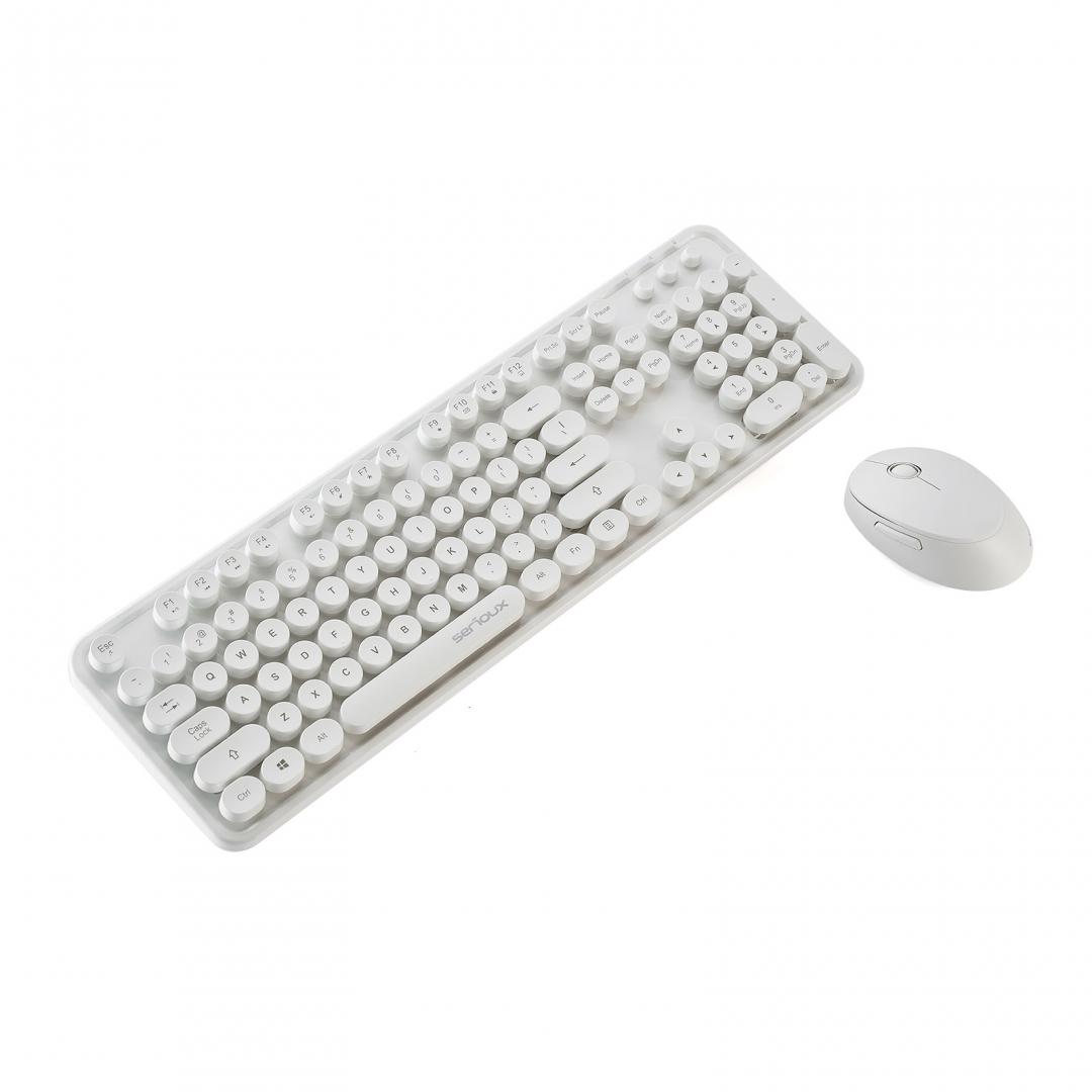 Kit tastatura + mouse Serioux Retro light 9910WH, wireless 2.4GHz,