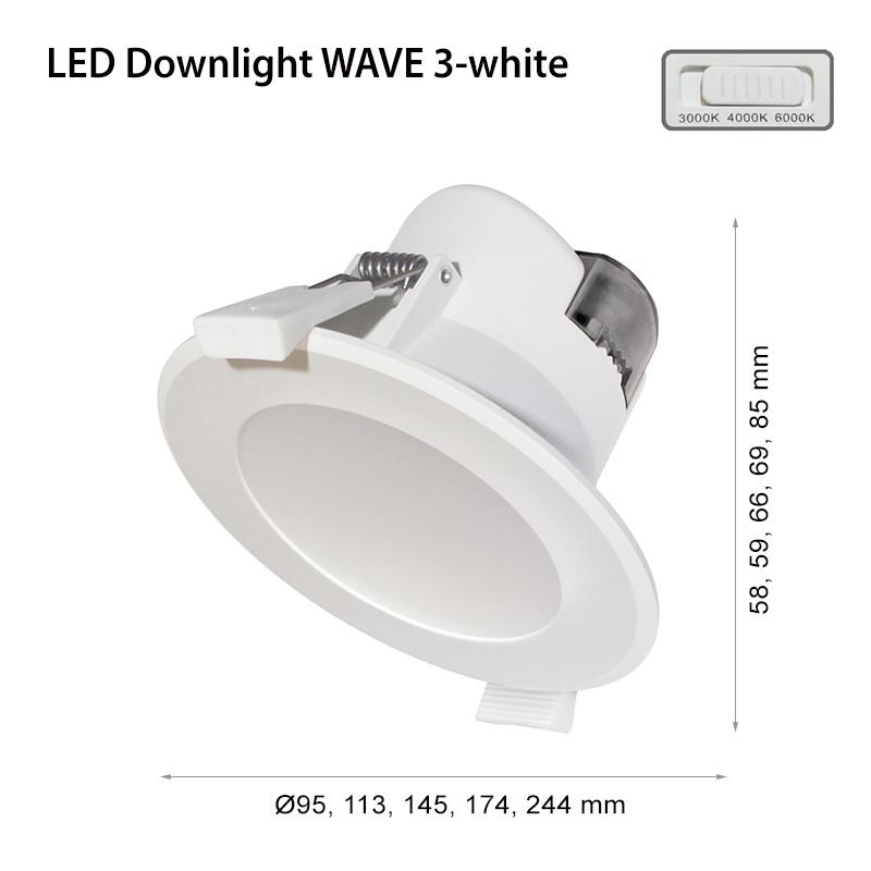 Spot LED incastrat 2R Wave R205, 25W, 2500 lm, lumina