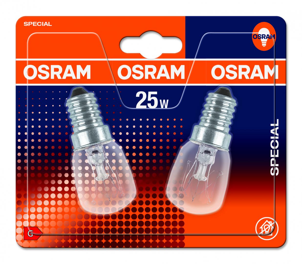 2 Becuri incandescente pentru cuptor Osram T26, E14, 25W, 140