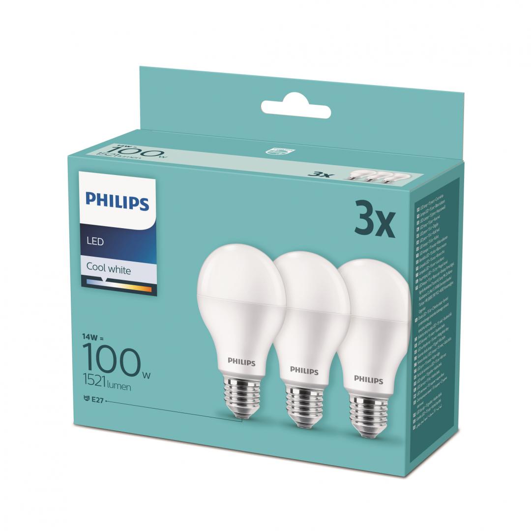 3 Becuri LED Philips A67, E27, 13W (100W), 1521 lm,