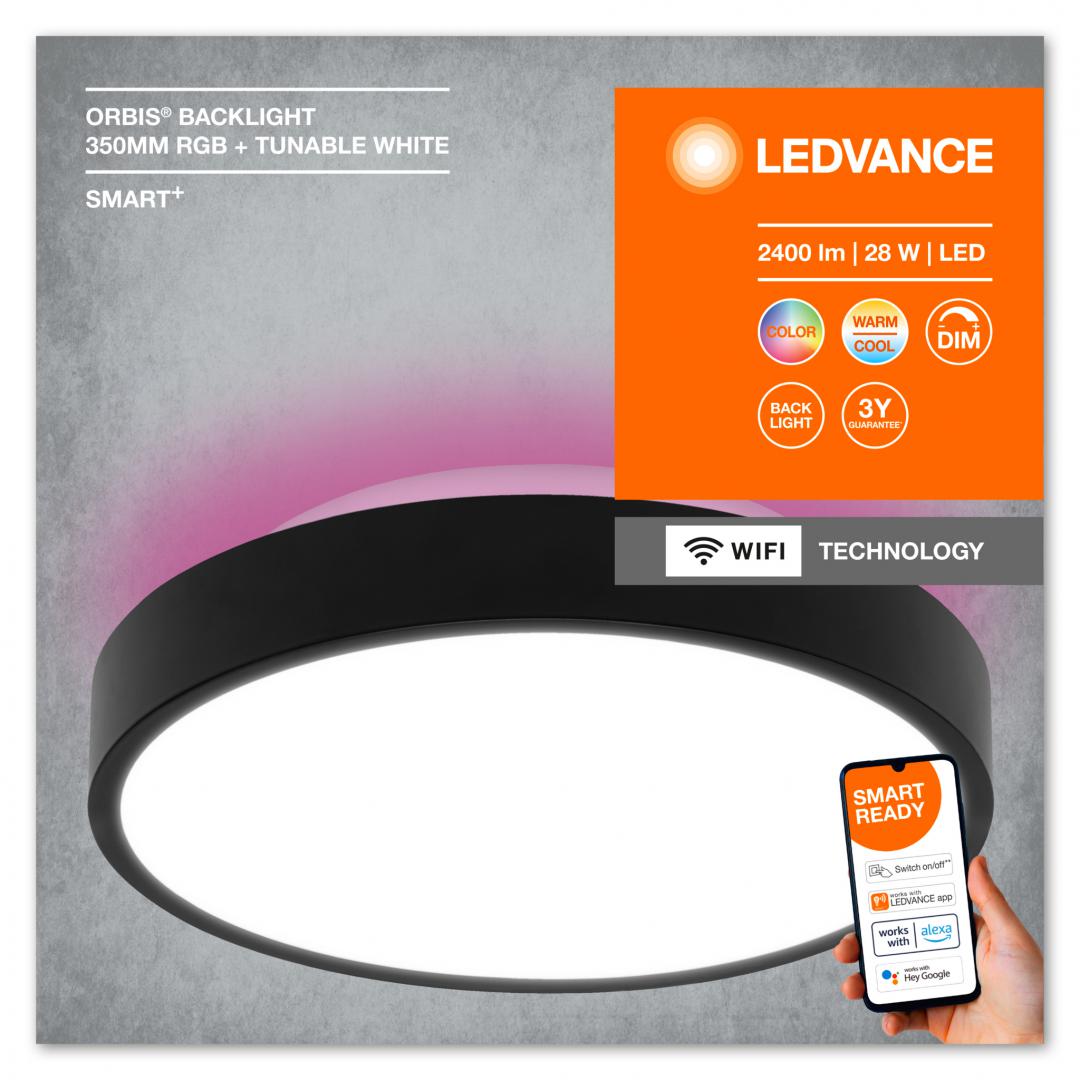Plafoniera LED RGB inteligenta Ledvance SMART+ Wifi Orbis Backlight 350,