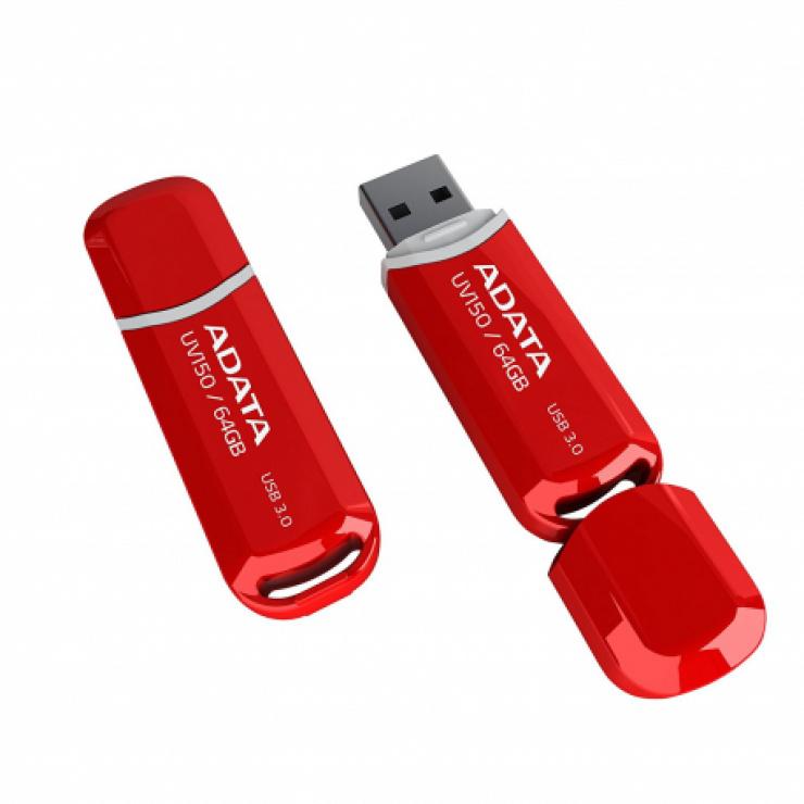 Memorie USB Flash Drive ADATA UV150, 64Gb, USB 3.0, rosu