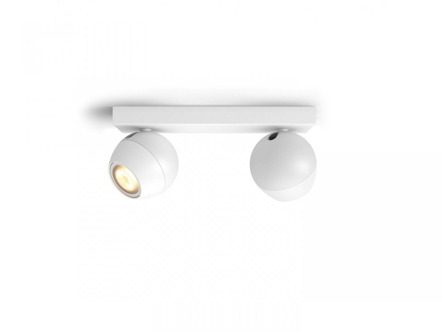 Spot LED Dublu Philips Hue Buckram, Bluetooth, 2xGU10, 2x5W, 700