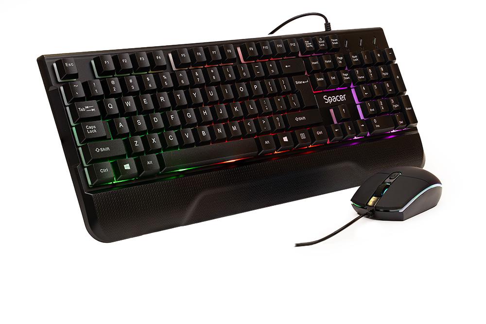 KIT Gaming Tastatura si Mouse Spacer SPGK-INVICTUS cu fir, USB,