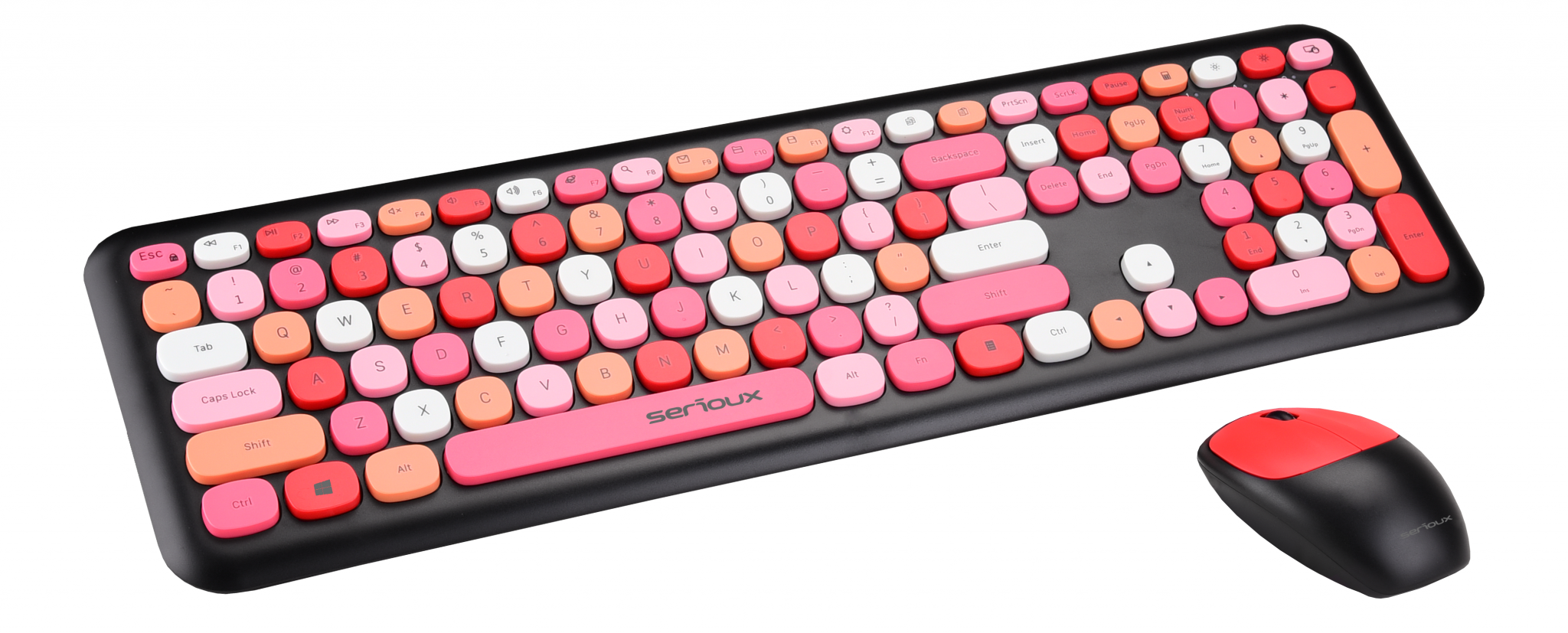 Kit tastatura + mouse Serioux Colourful 9920RD, wireless 2.4GHz, US